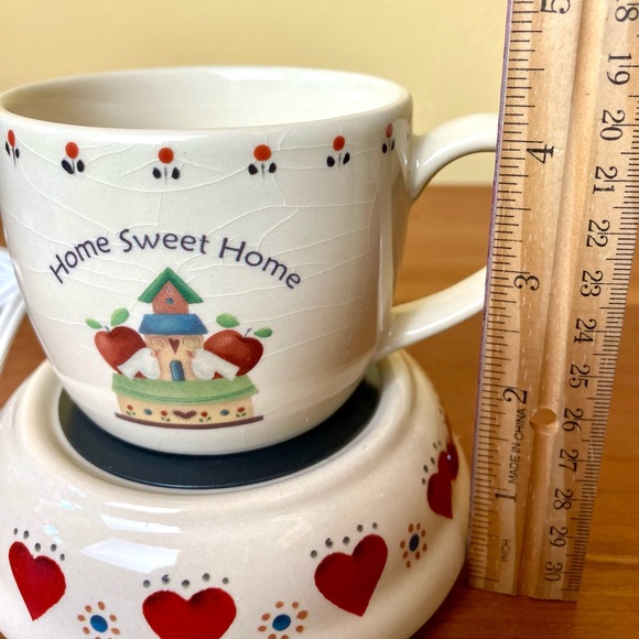 Home Sweet Home Ceramic Mug & Electric Beverage Warmer Hearts Apples Country Tea - Picture 10 of 15